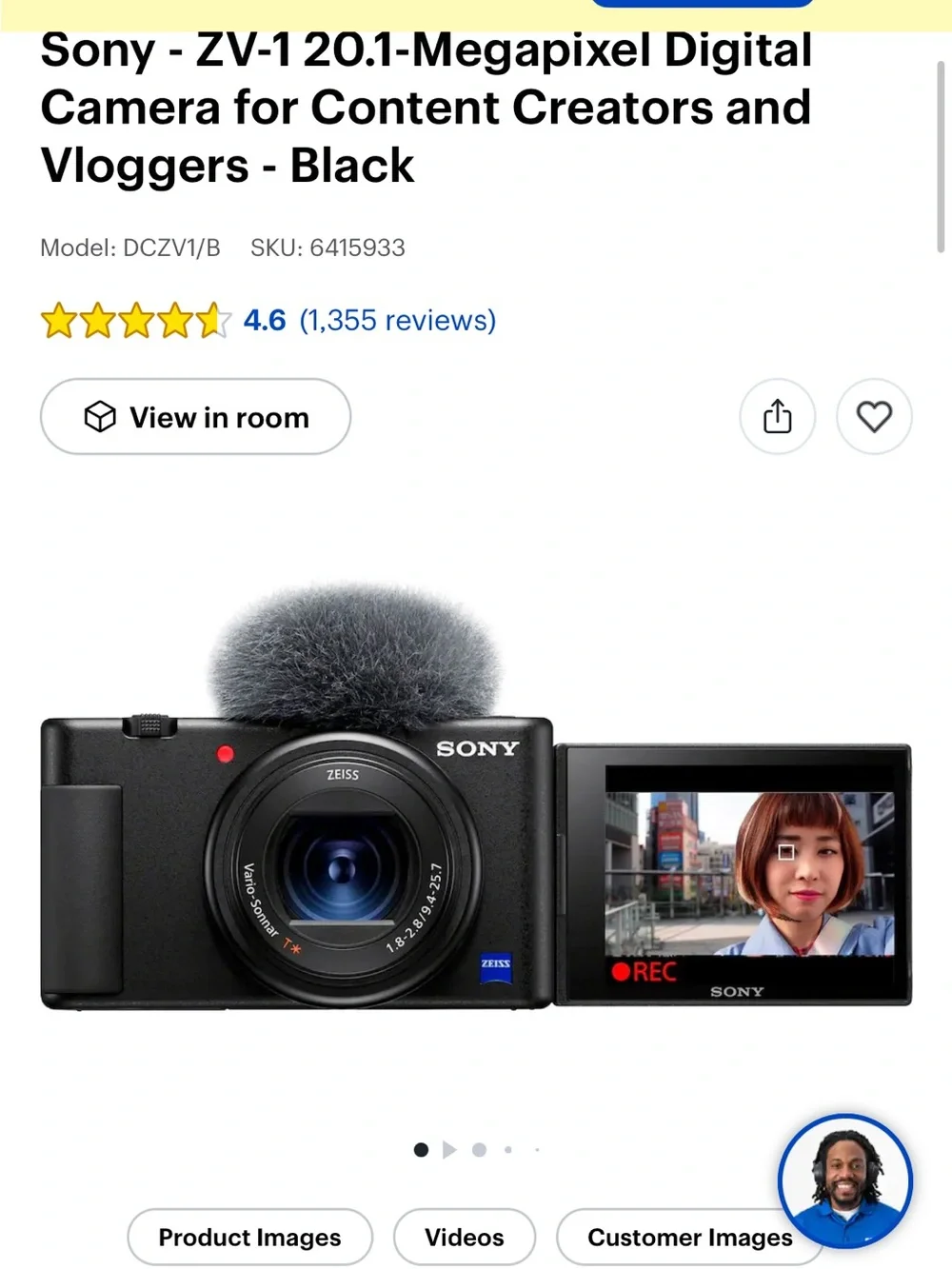 Sony ZV-1 Compact Digital Camera in Black